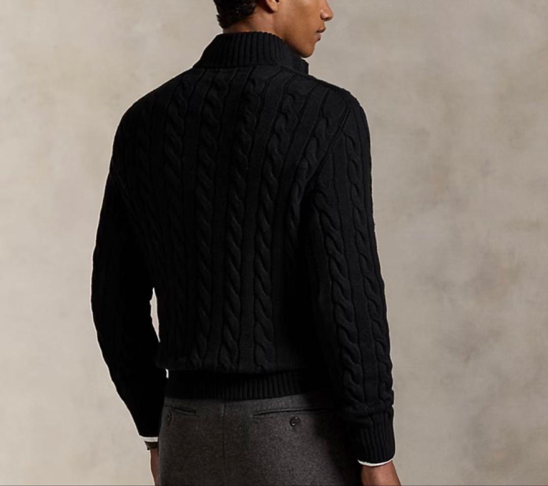 POLO RALPH LAUREN ケーブルニット ハーフジップ メンズ M 黒