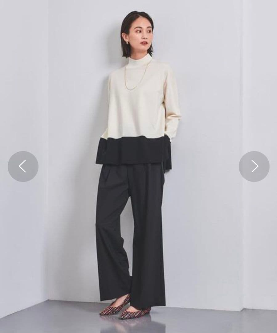 【極美品】UNITED ARROWS 近年 テントラインハイネックニット 黒×白