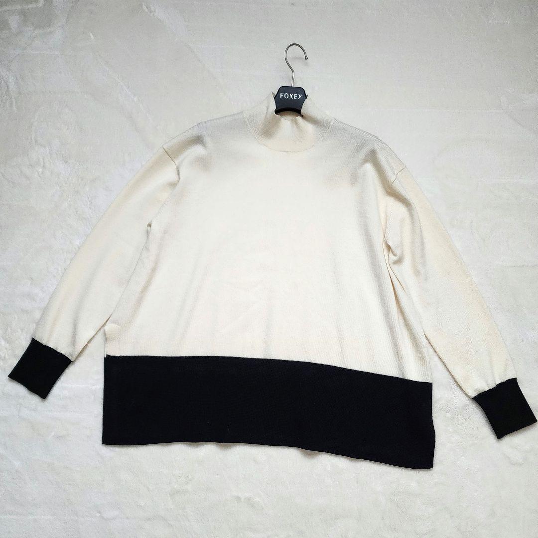 【極美品】UNITED ARROWS 近年 テントラインハイネックニット 黒×白