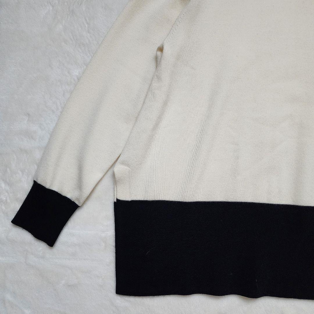 【極美品】UNITED ARROWS 近年 テントラインハイネックニット 黒×白