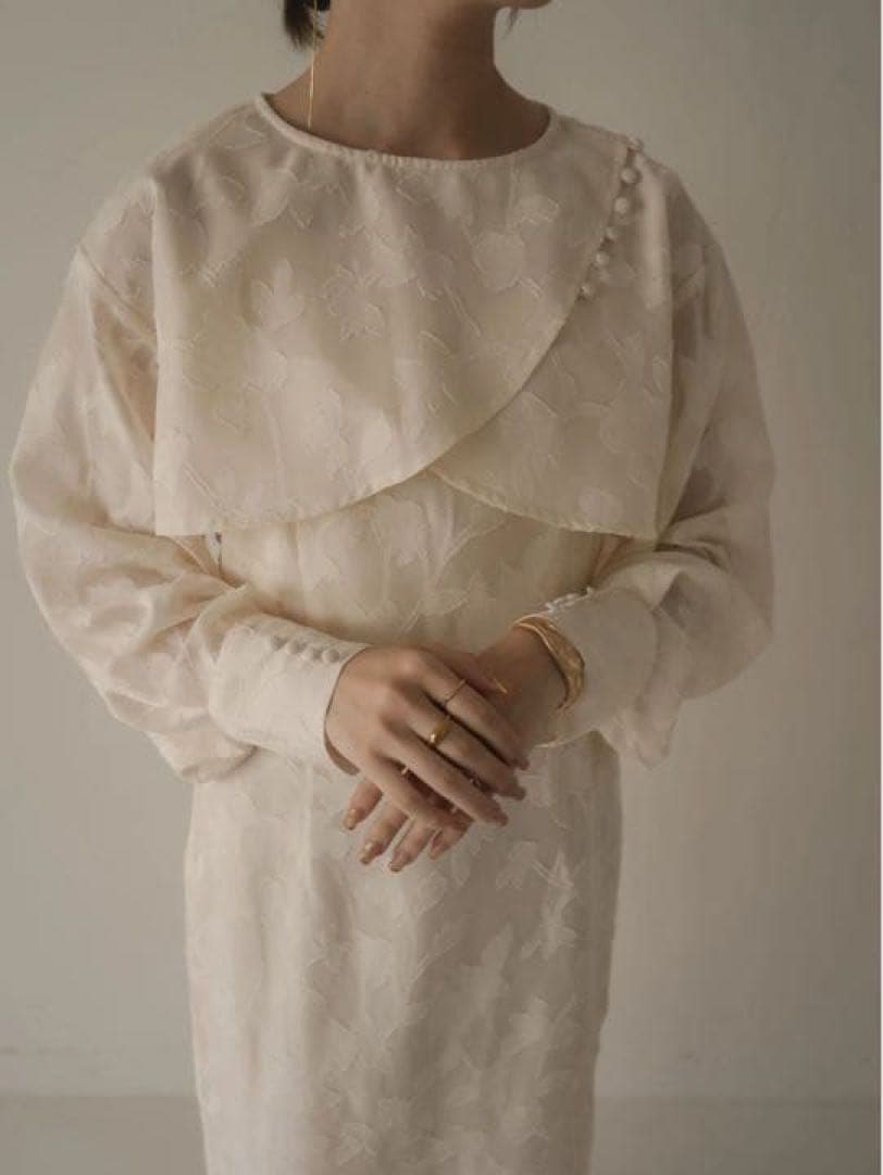 トップス Eaphi leaf jacquard sheer dress ivory
