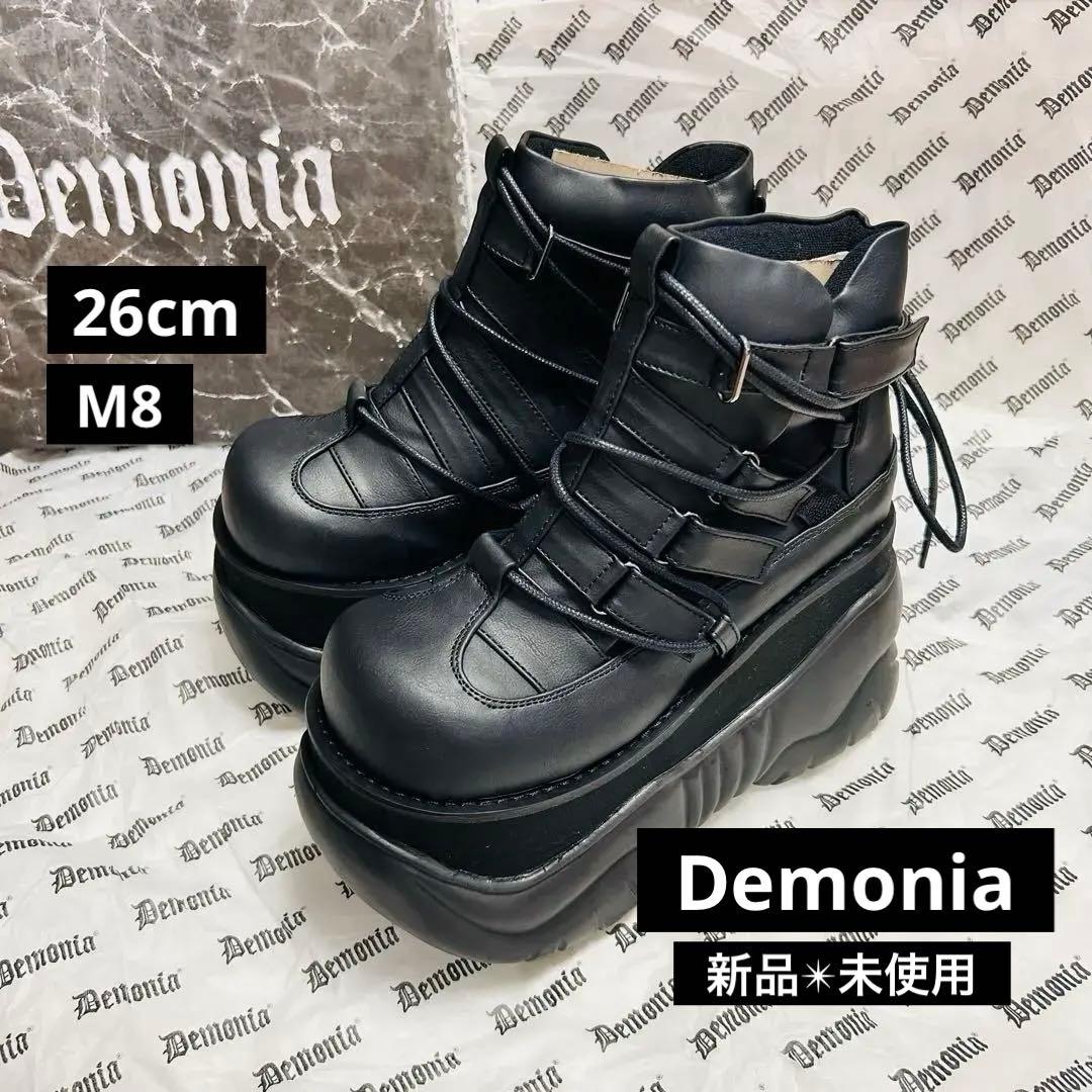 新品未使用⭐️Demonia デモニア 厚底ブーツ スニーカー 26cm 黒 M8