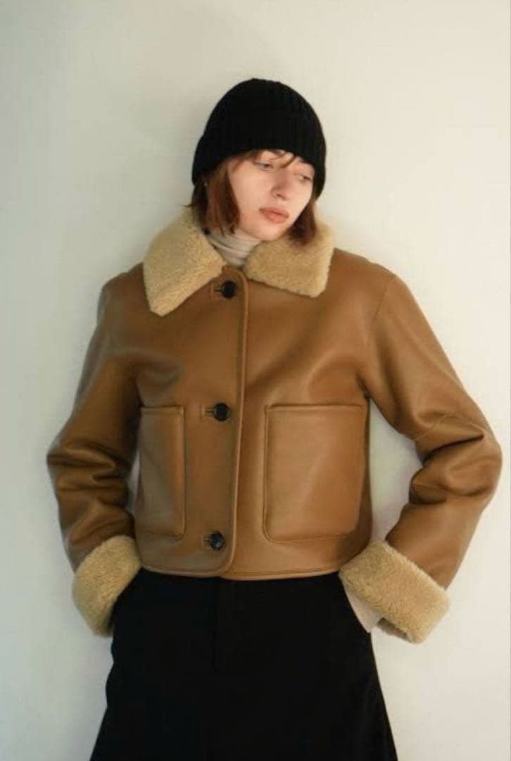 ジャケット・アウター CLANE VEGAN LEATHER BOA SHORT JACKET