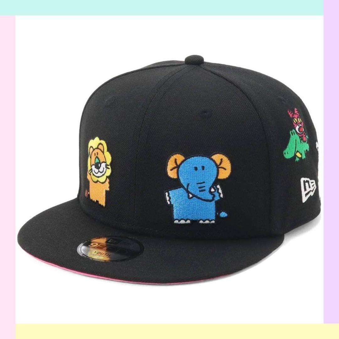 NEW ERA 9FIFTY たべっ子どうぶつ オールオーバー ブラック 黒