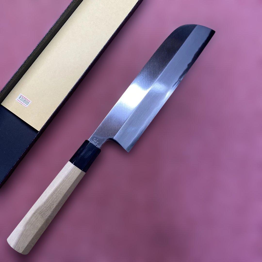 青二鋼　鎌型薄刃包丁　225㎜　7.5寸