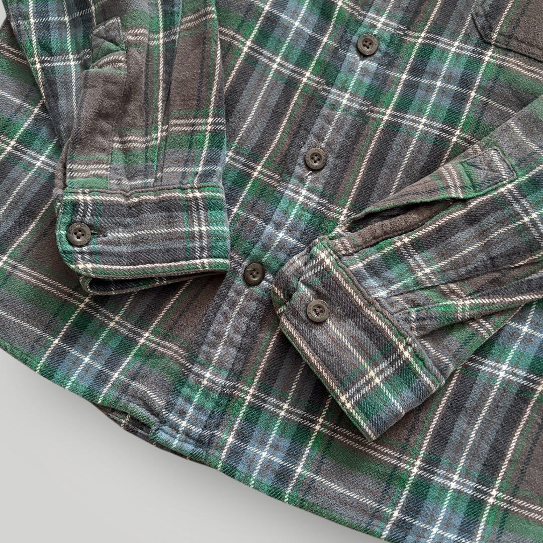 美品00s ウールリッチ　チェックシャツ ネルシャツ グレー グリーン M L