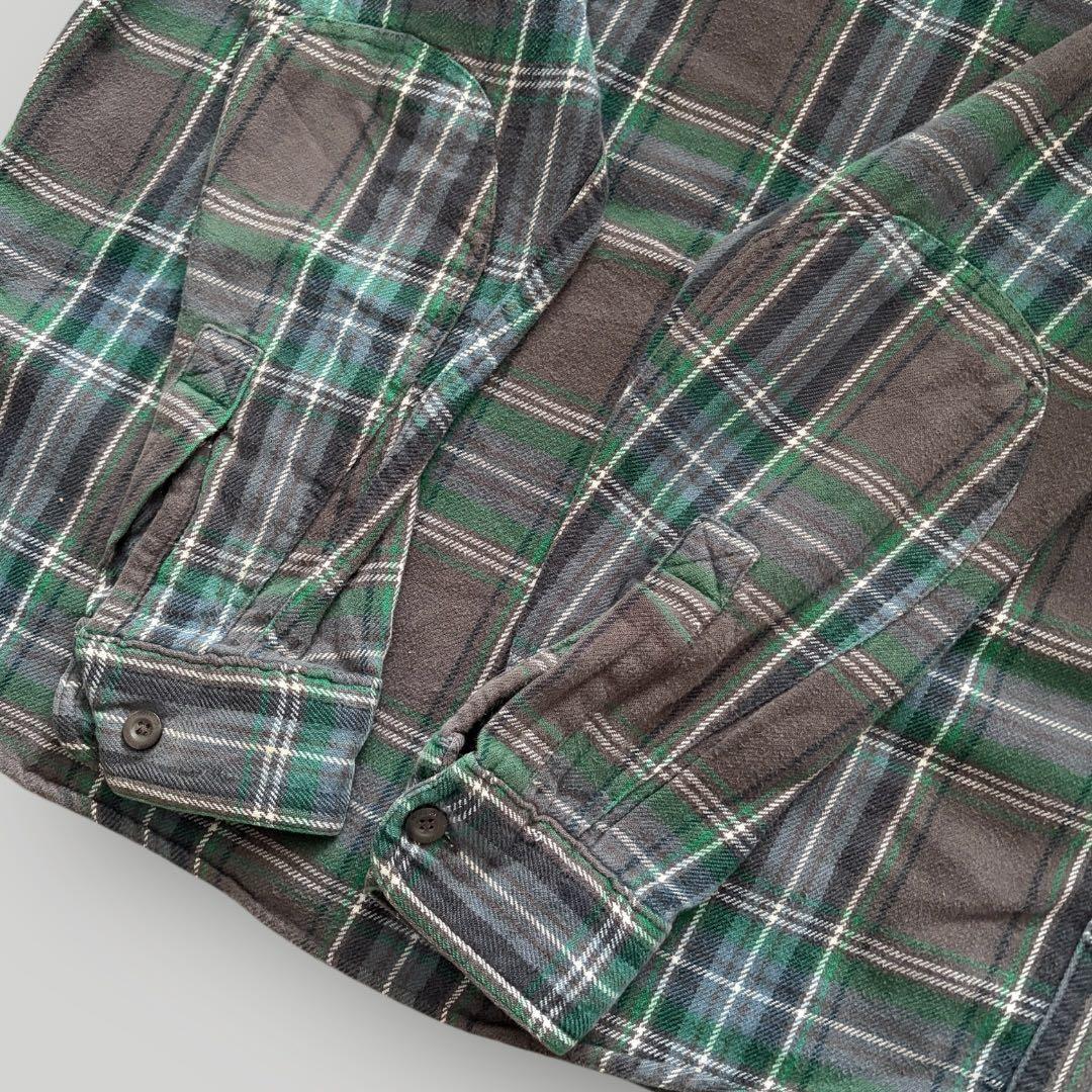 美品00s ウールリッチ　チェックシャツ ネルシャツ グレー グリーン M L