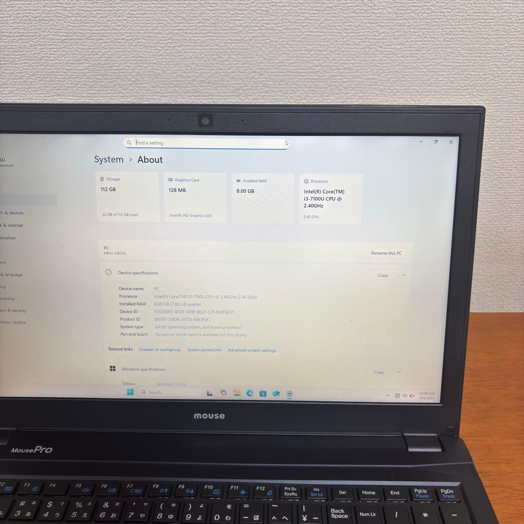 MousePro ノートパソコン i3 Office2016付き 128GB