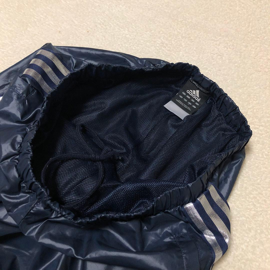 美品　adidas ウインドブレーカー上下　ネイビー　光沢シルバーライン　高配色