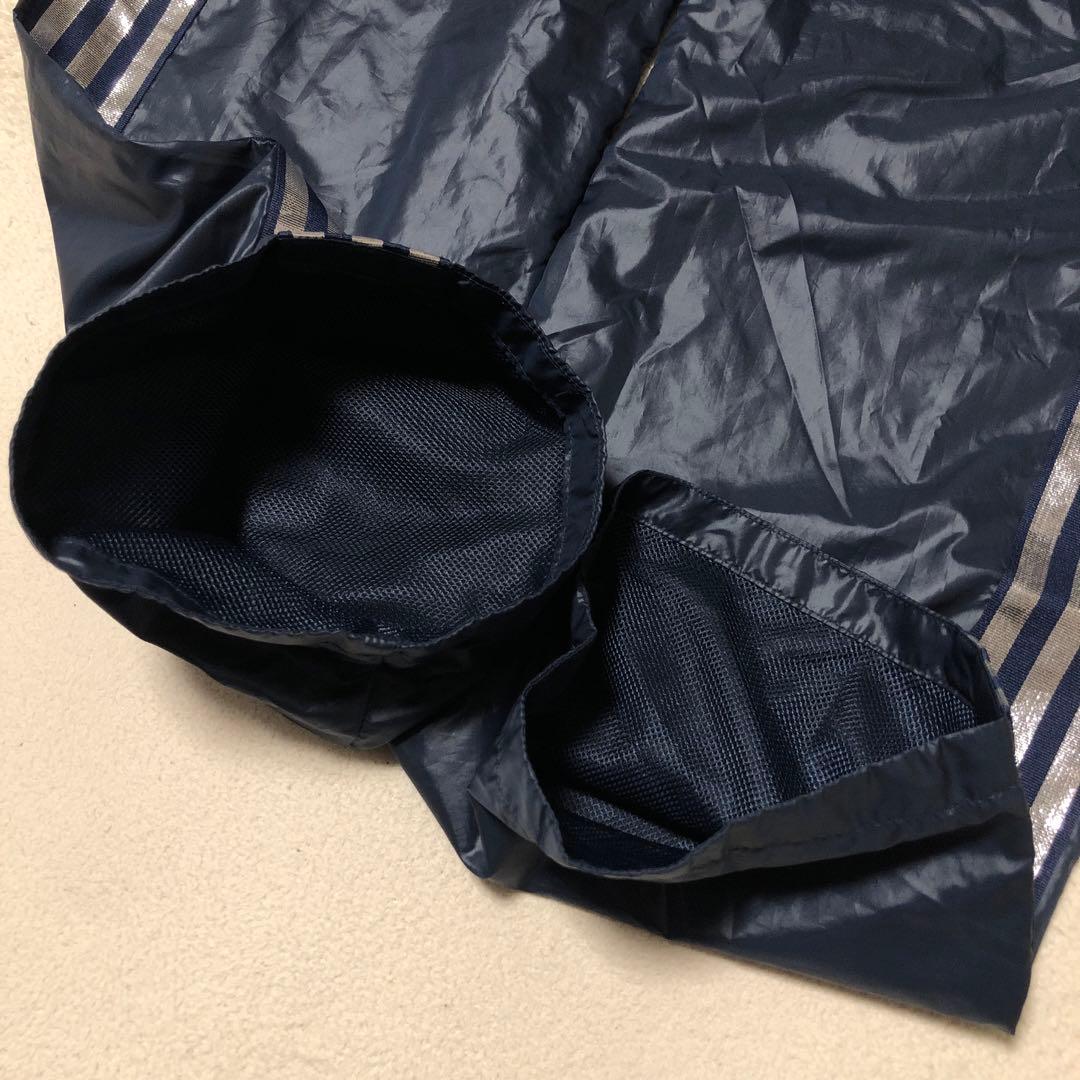 美品　adidas ウインドブレーカー上下　ネイビー　光沢シルバーライン　高配色