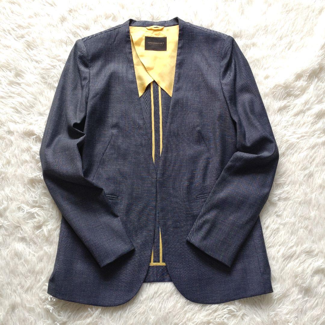 トゥモローランドコレクション ノーカラージャケット パンツ スーツ イタリア生地