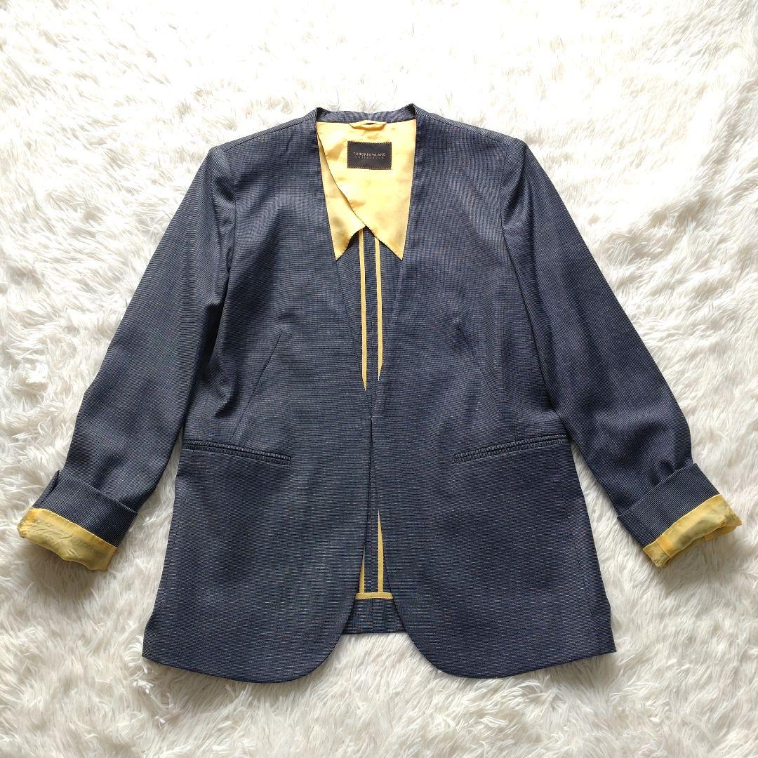 トゥモローランドコレクション ノーカラージャケット パンツ スーツ イタリア生地