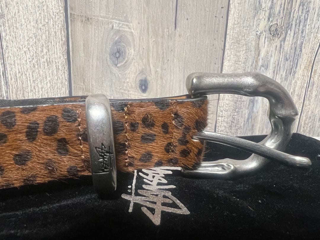 stussy ベルト　レオパード　Bamboo Buckle Belt