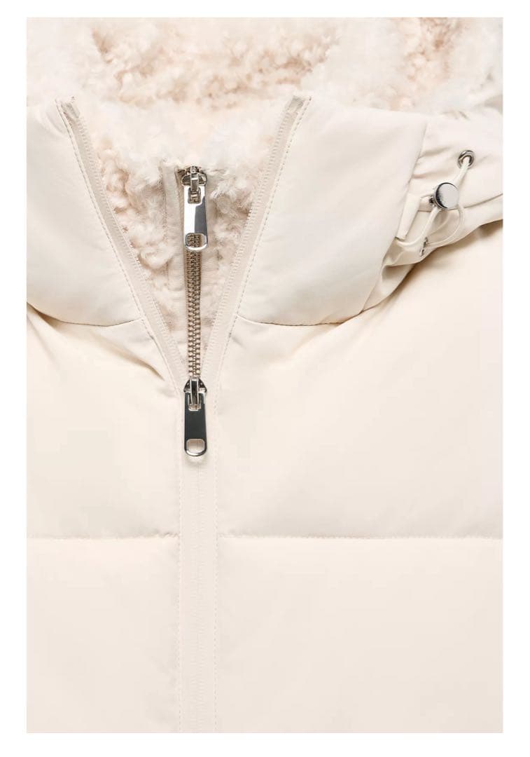 ZARA フェイクシープスキンフード付き撥水ウィンドブレーカーアノラックXS