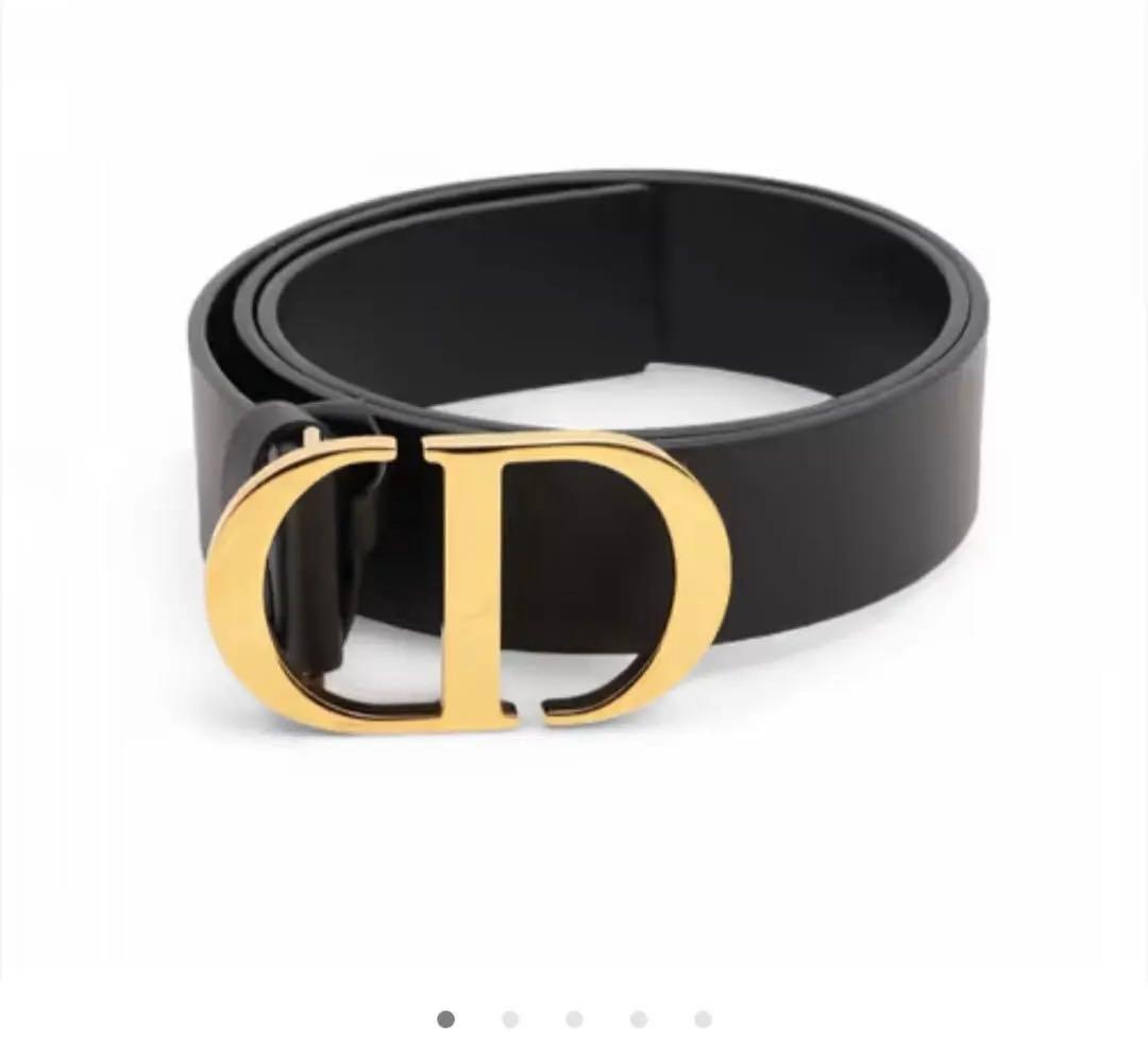 Dior 黒 レザー ベルト 金色バックル　ベルト70
