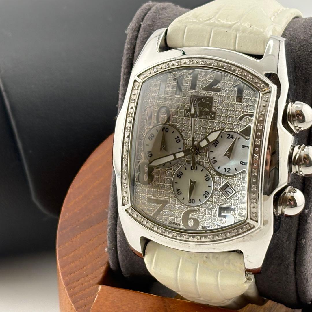 【美品】アイスリンク　ダイヤベゼル　替ベルト付　ストーン　A10519 箱付
