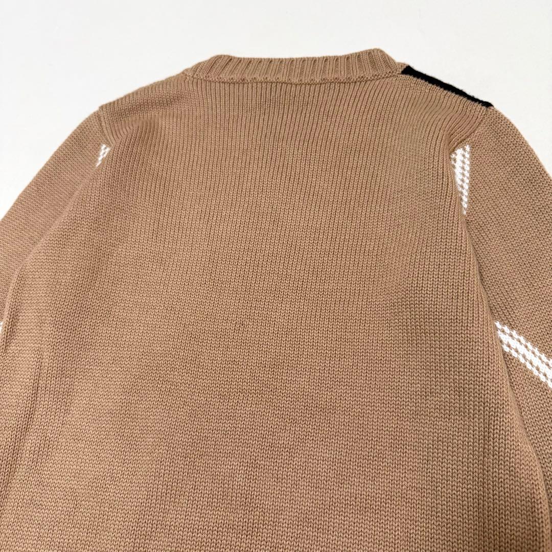 【MSGM】アーガイルハートニット（Mサイズ相当）ベージュ　長袖セーター