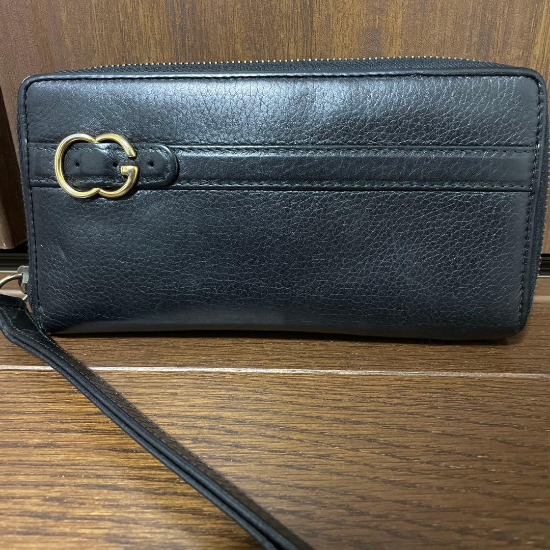 GUCCIラウンドジップ ブラックレザー長財布