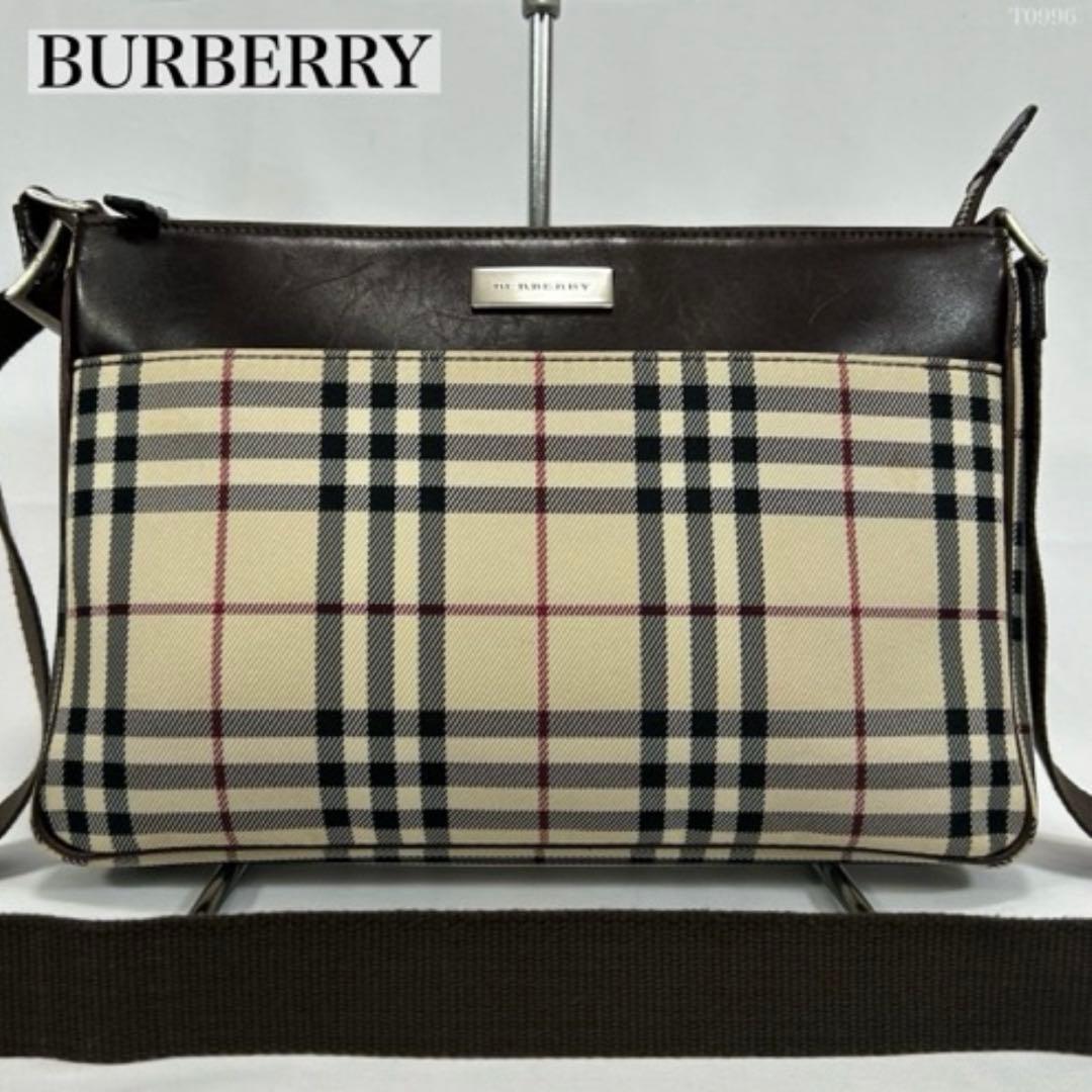 【極美品】バーバリー ショルダーバッグ レザー ノバチェック 肩掛け 斜め掛け