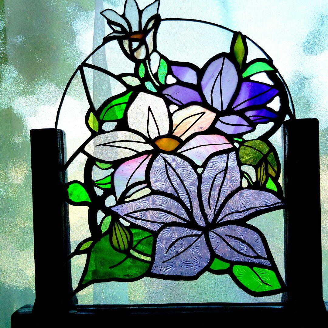 ステンドグラス パネルクレマチス