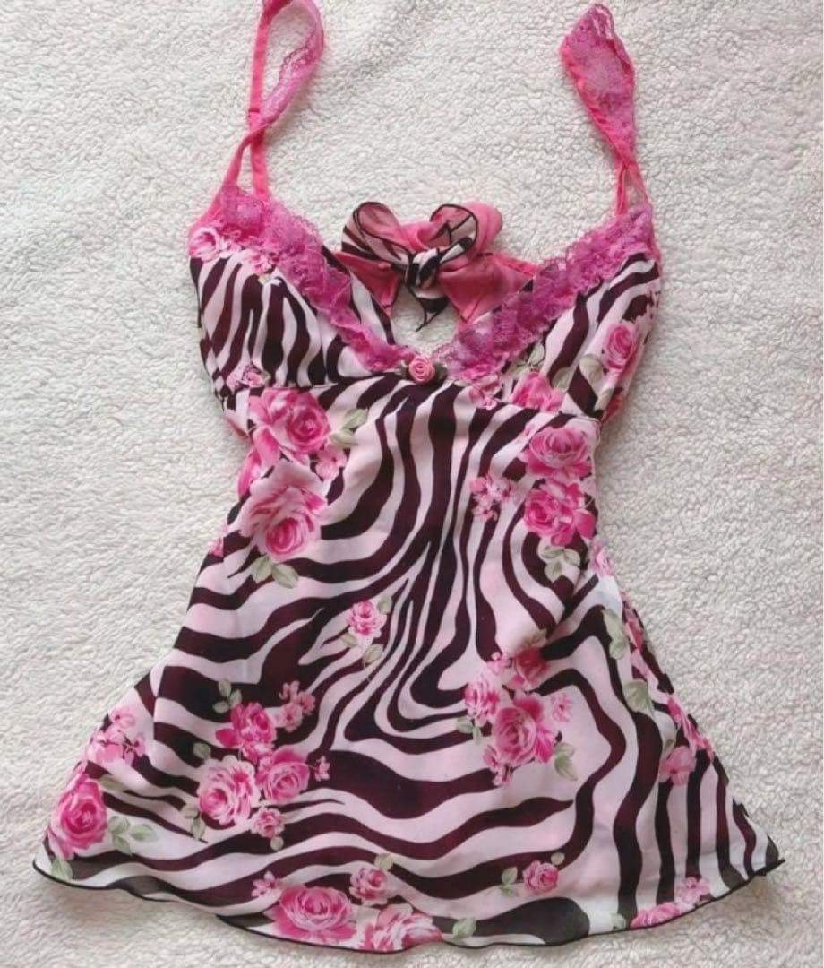 MA✽RS 武藤静香 カタログ掲載 ゼブラ薔薇柄 キャミトップス ピンク マーズ