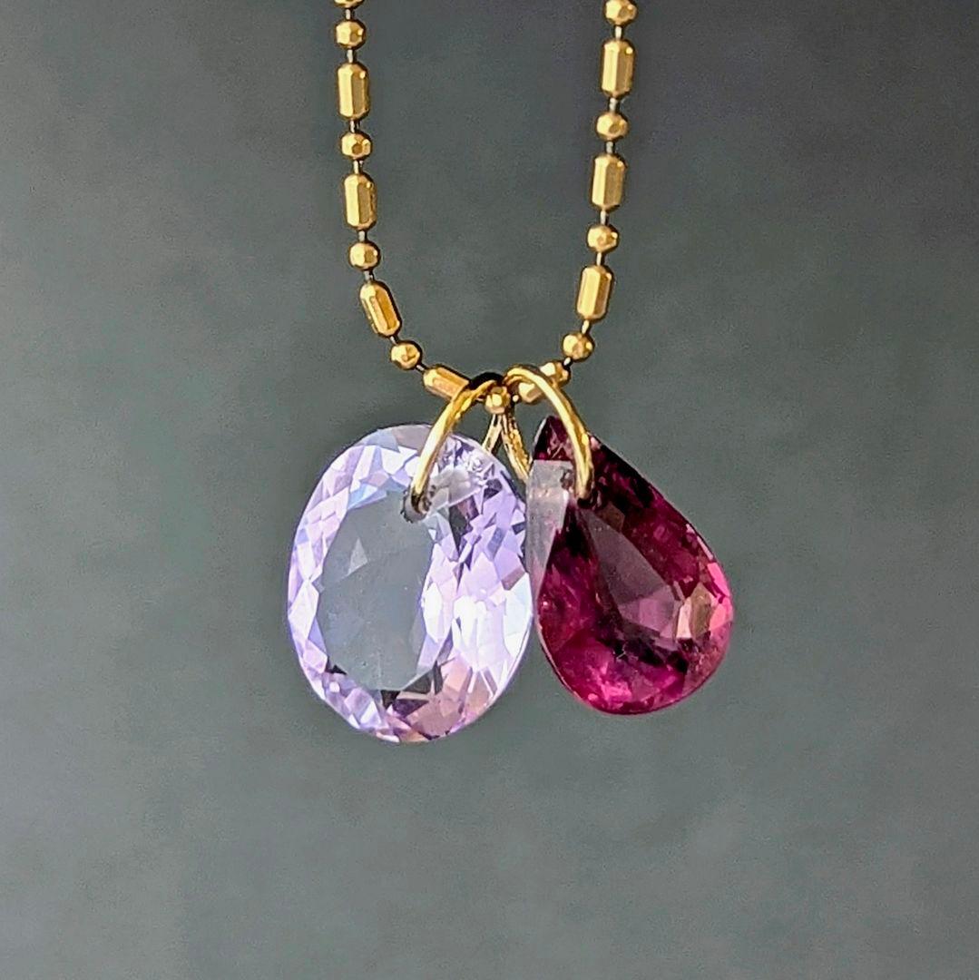 ♢N♢K18 ロ―ドライトガ―ネット ＆ ラベンダーアメジスト チャ―ム