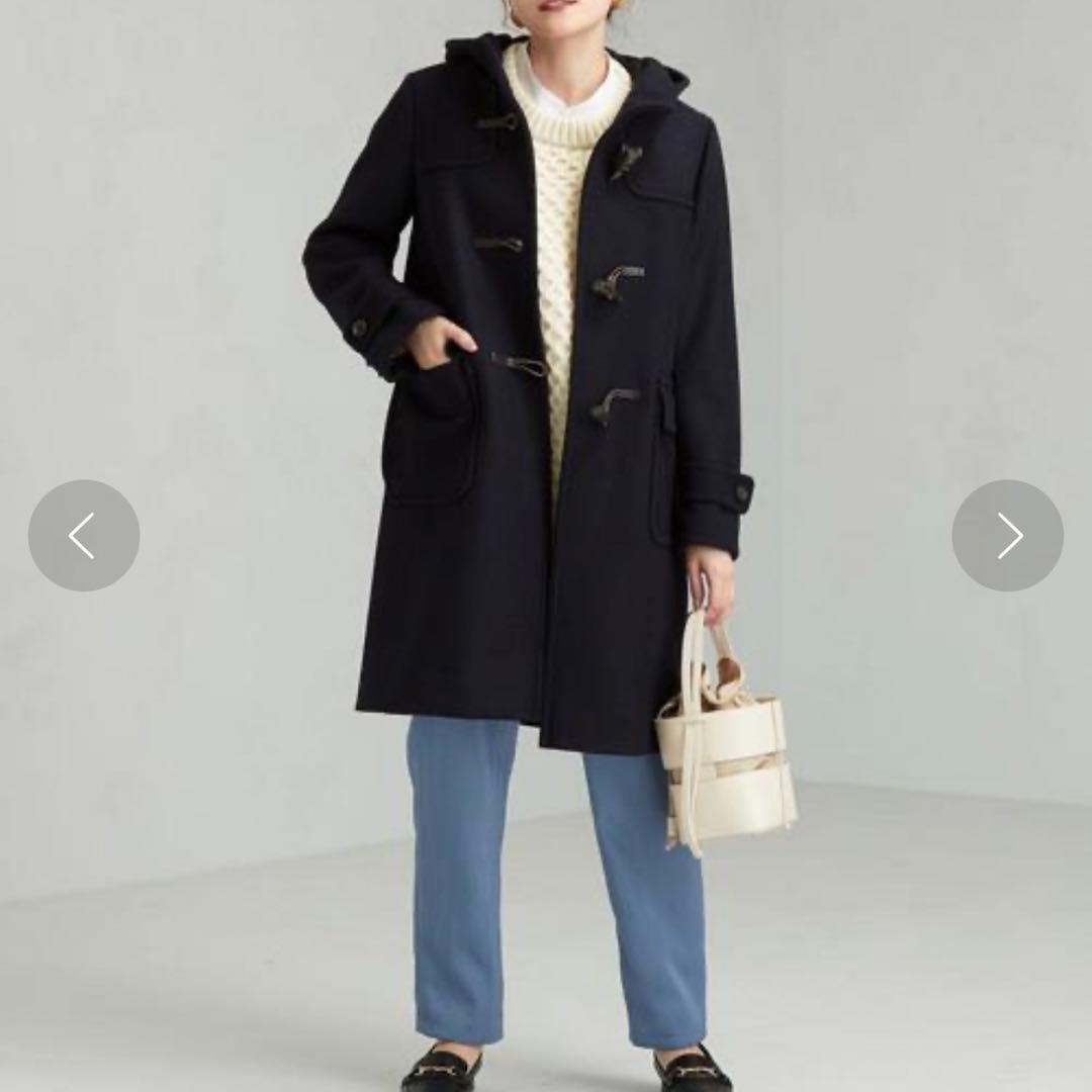 美品 グリーンレーベルリラクシング ダッフルコート 紺 ウール 大きいサイズ