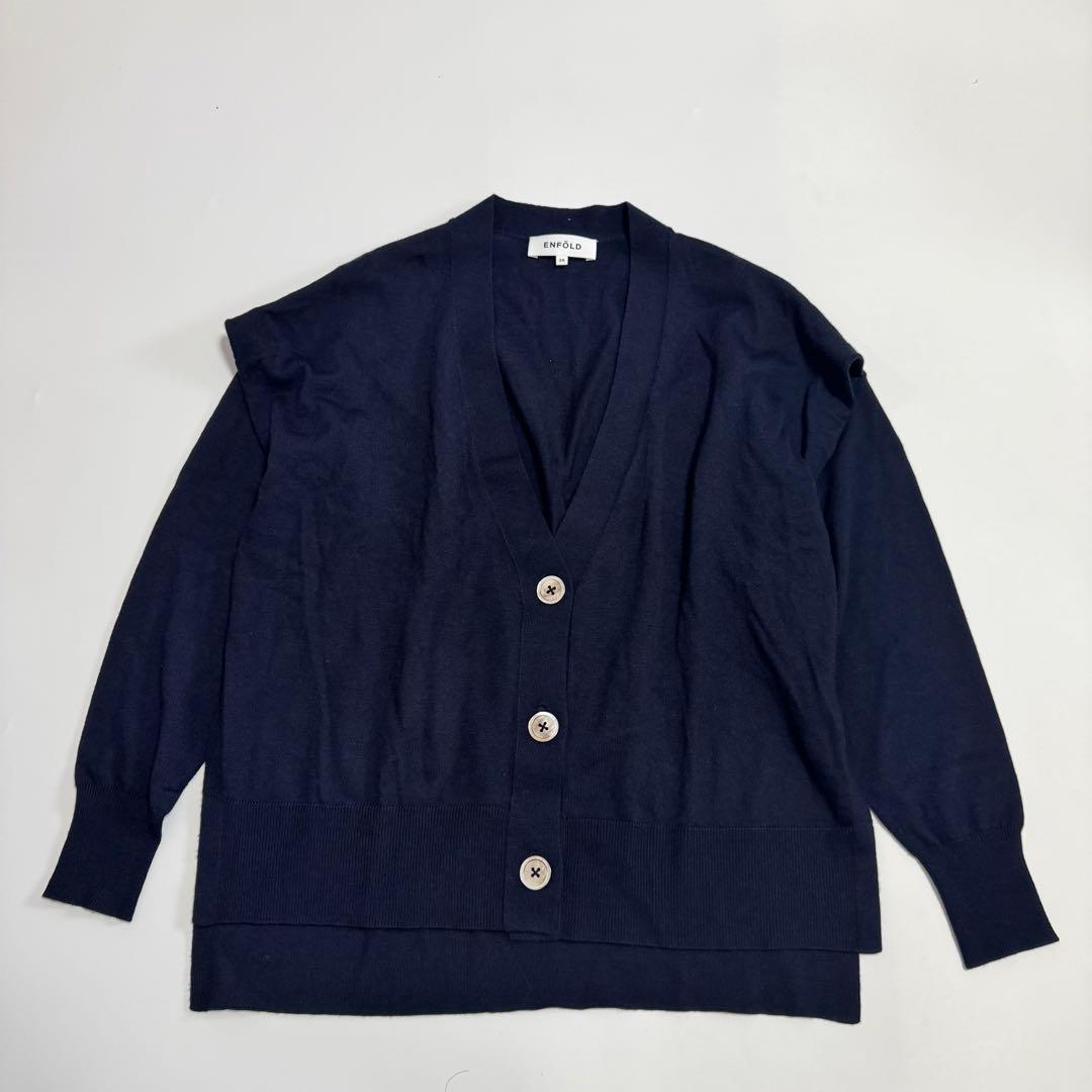 極美品　enfold カーディガン　ネイビー　ウール　38 enfold
