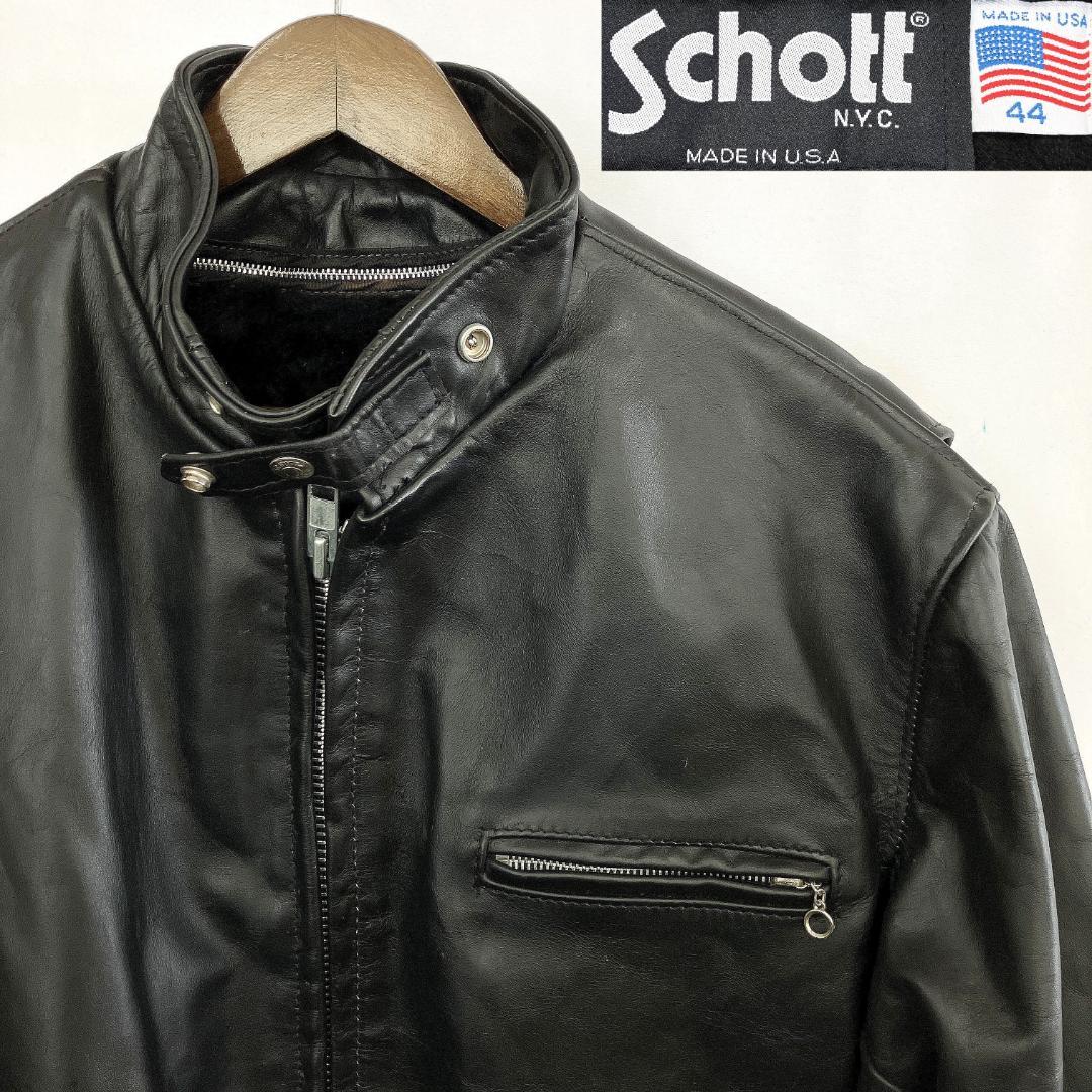 Schott 本革シングルライダースジャケット 44 ボアライナー R8SD12