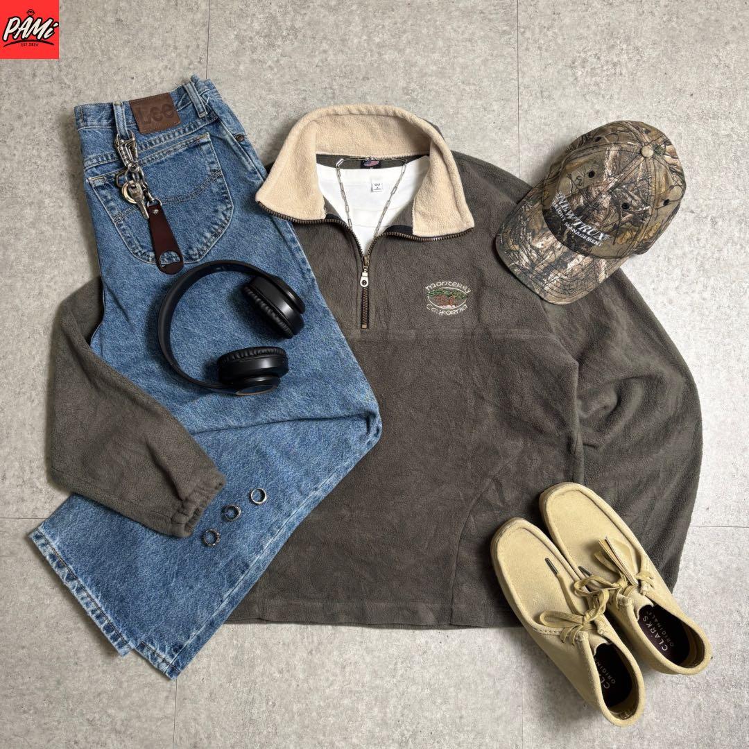 c-boy style (T45)ハーフジップフリースシティボーイコーデ古着