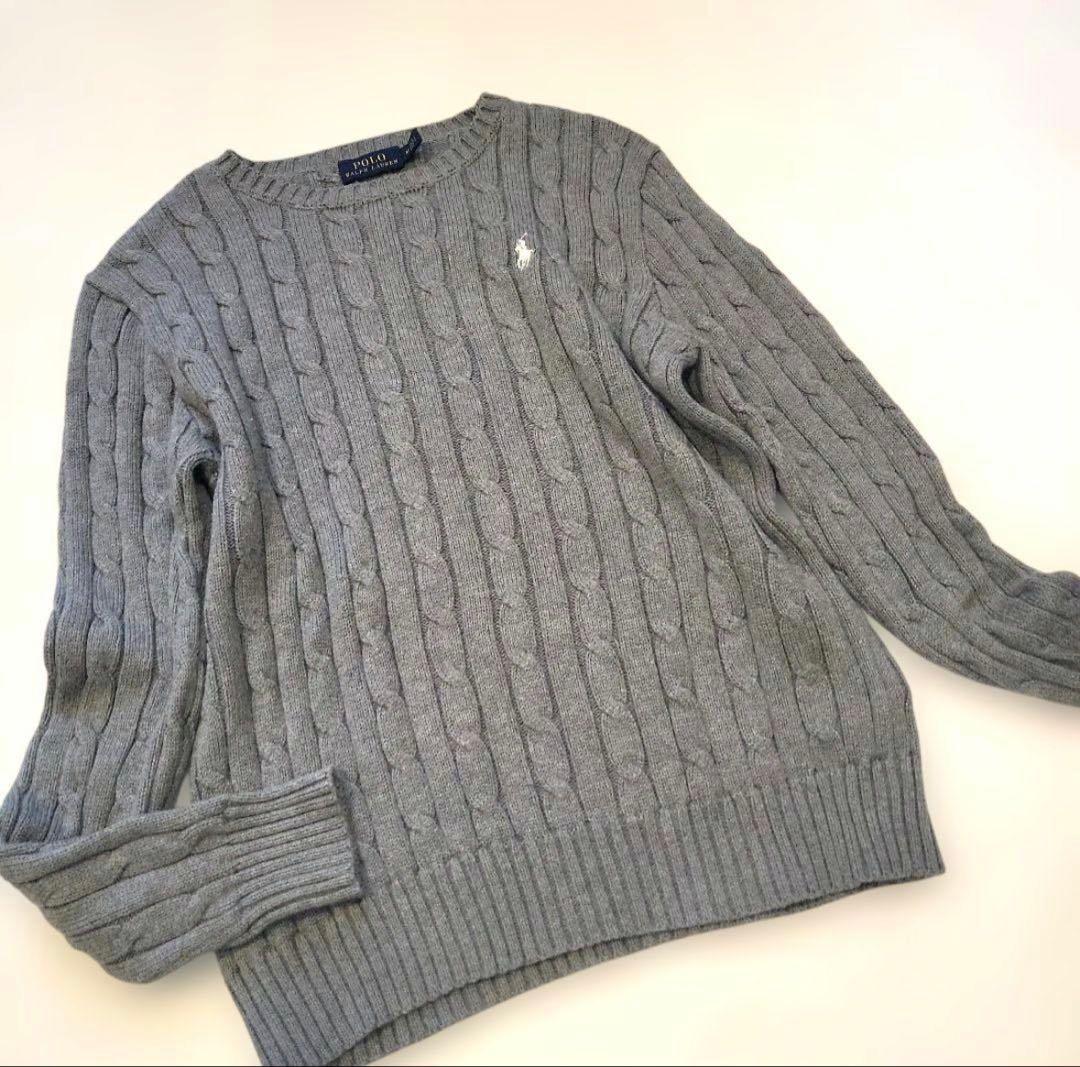 POLO RALPH LAUREN ケーブルニット　グレー　Мサイズ