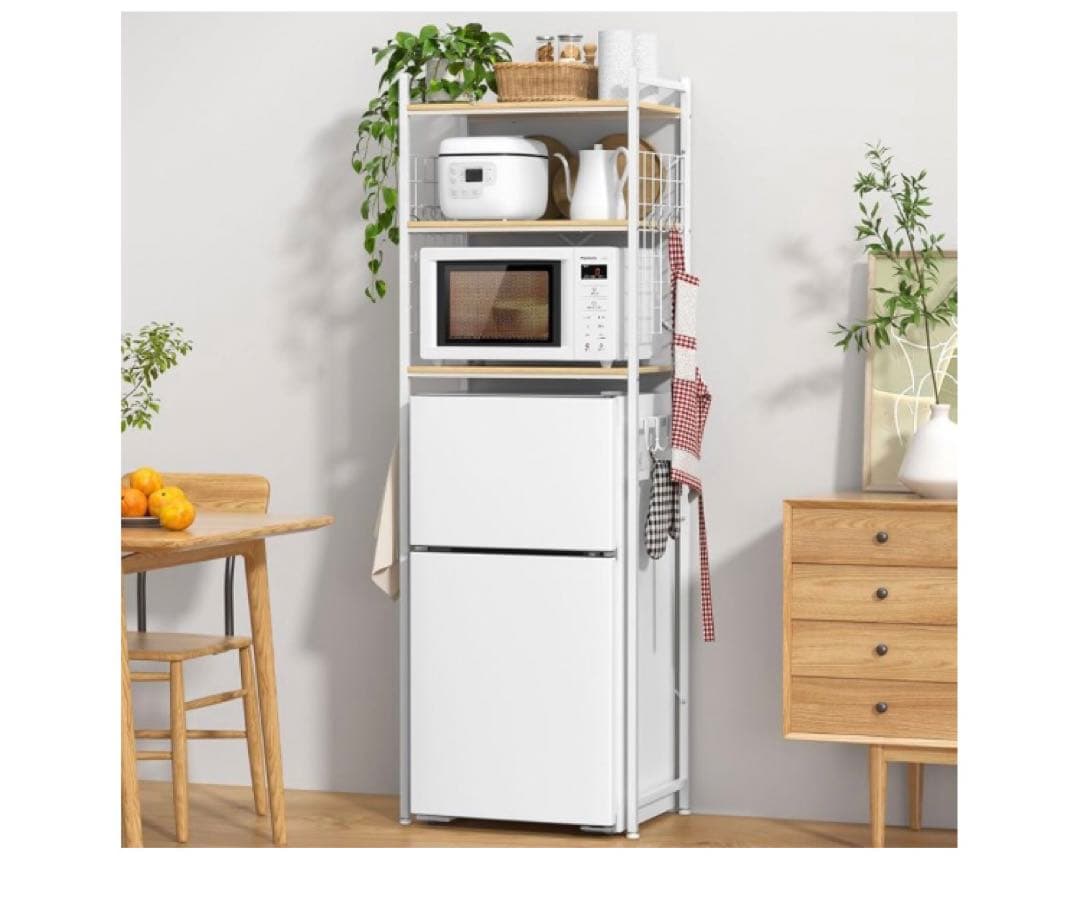 UTIMIU冷蔵庫ラックゴミ箱上ラックレンジラック幅60×奥行40×高180cm