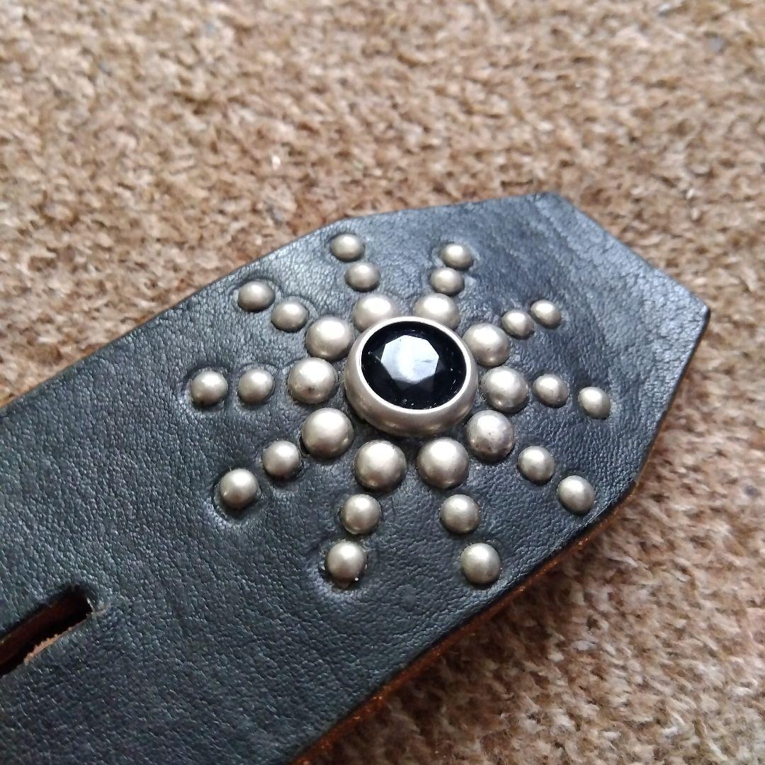 34inch ハラコ ピーナッツ レザー スタッズベルト ブラック