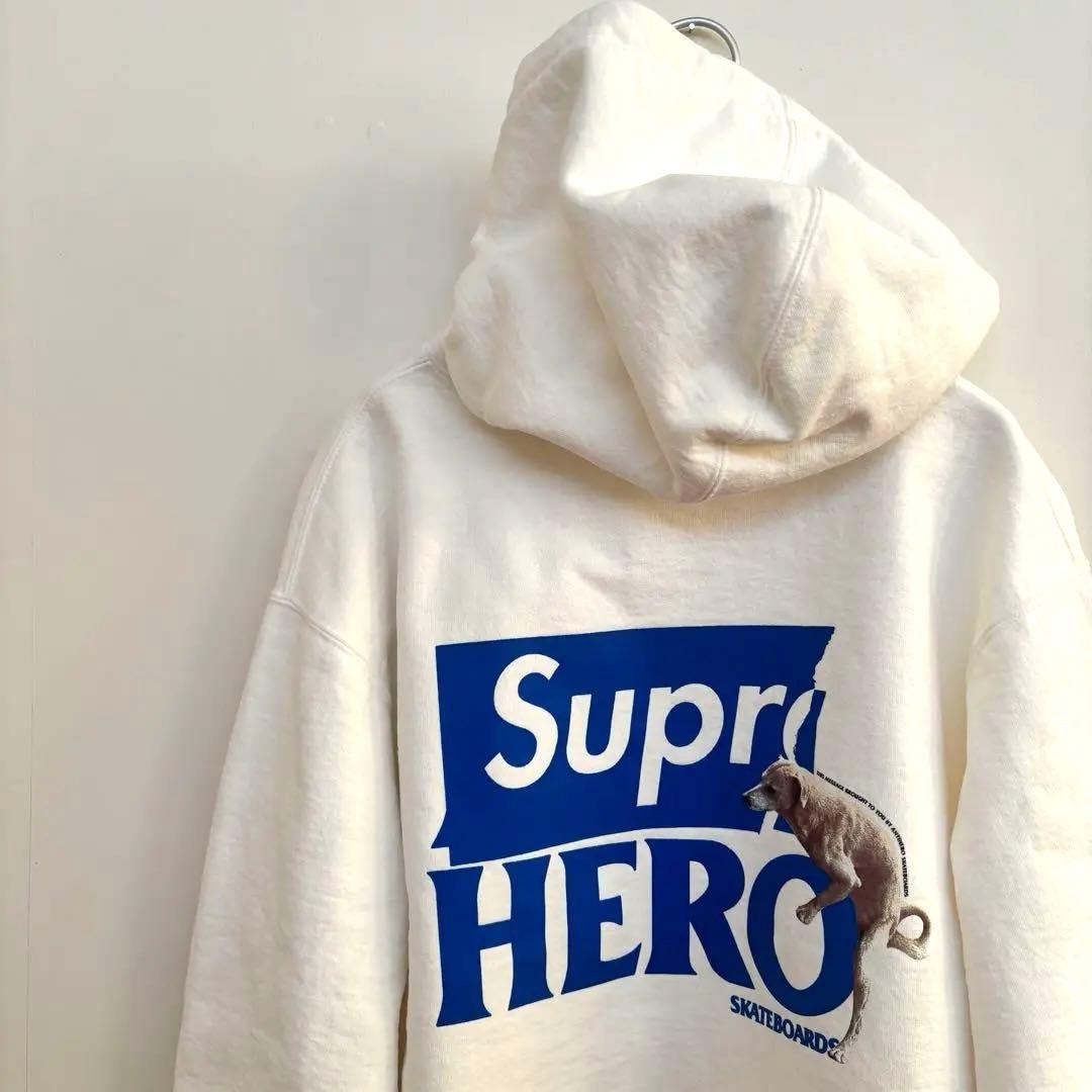 シュプリームSUPREMEビッグロゴフードパーカ ANTIHERO Dog L