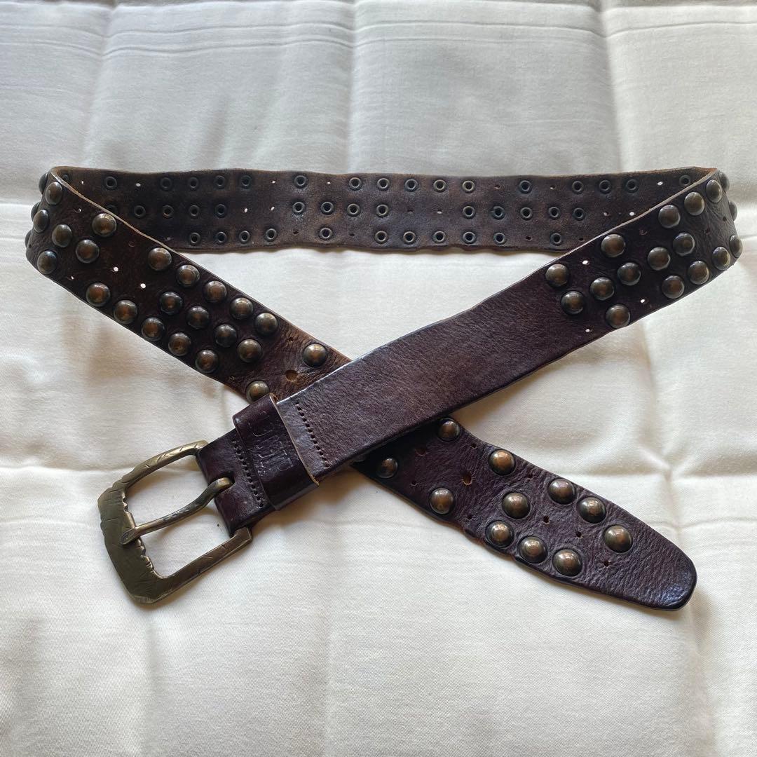 【archive】90~00s DIESEL イタリア製 牛革 スタッズベルト