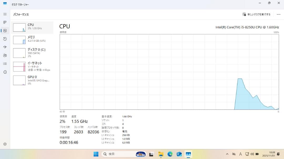ノートPC Dell Windows11Pro メモリ8GB 第8世代i5