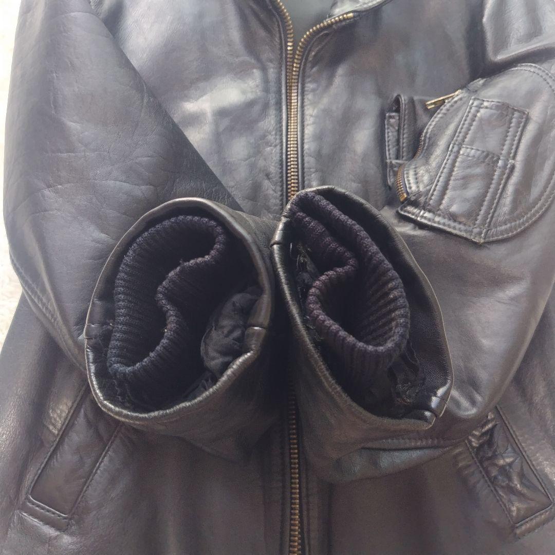 フランス軍 パイロット フライト ジャケット ブラック 52 レザー マルジェラ