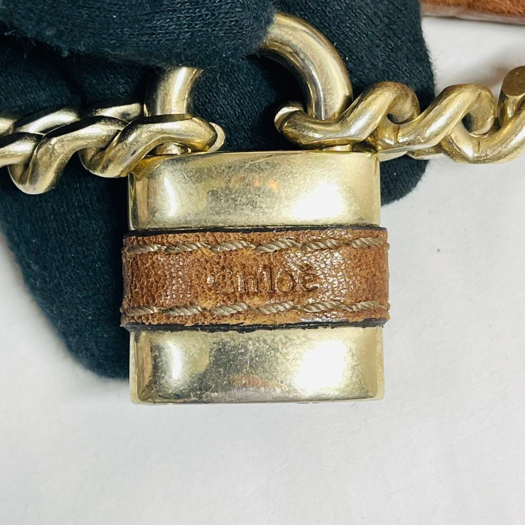 希少 Chloé クロエ パディントン レザー ハンドバッグ パドロック 茶