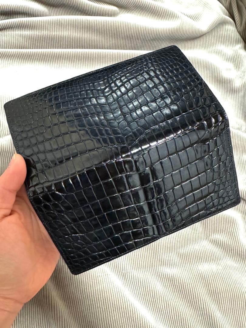 最高級！JRA認定！　クロコダイル　ポロサス　ブラック　小銭入れ付き　長財布