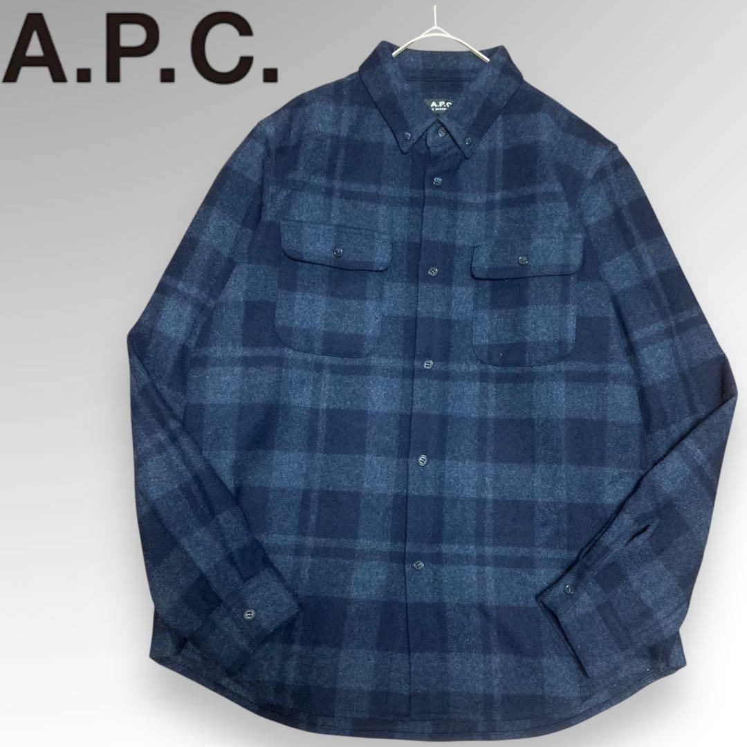 A.P.C アーペーセー　ウール　ネルシャツ　チェックシャツ　ウールネル　M