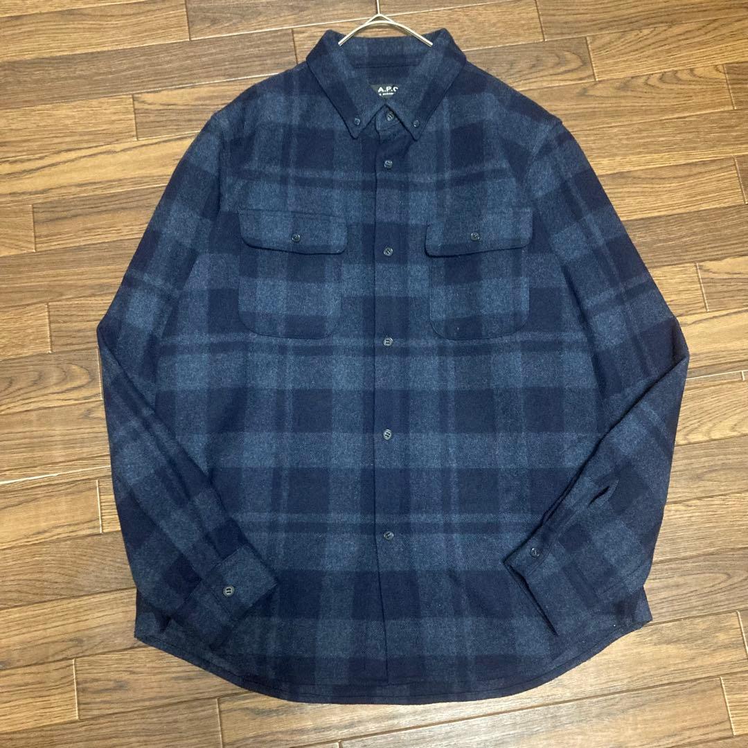 A.P.C アーペーセー　ウール　ネルシャツ　チェックシャツ　ウールネル　M
