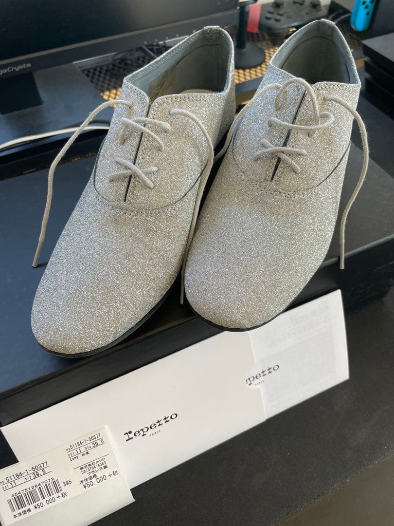 LEPETTO 未使用 シルバーラメ シューズ 靴　25.5cm 大きいサイズ