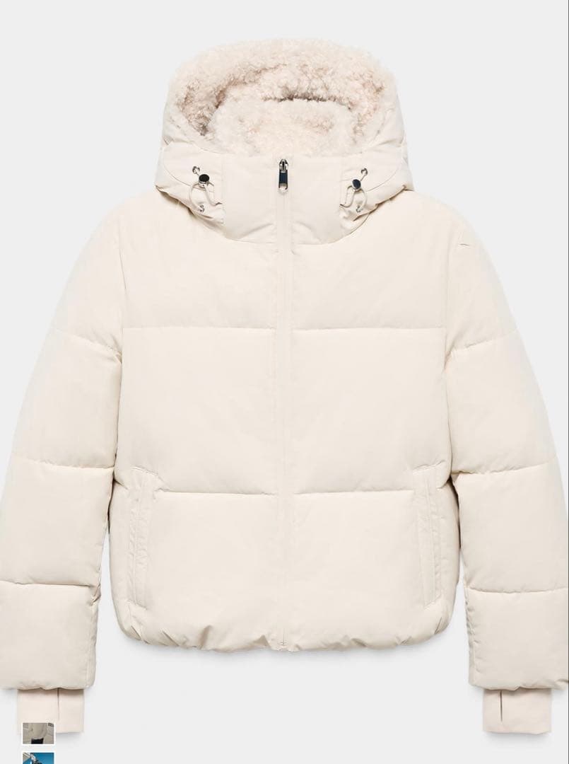 ZARA フェイクシープスキンフード付き撥水ウィンドブレーカーアノラック