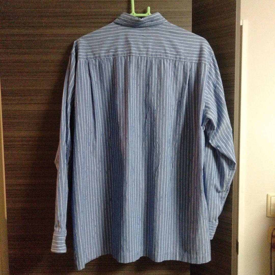 ISSEY MIYAKE MEN イッセイ長袖シャツ皺加工青白ストライプサイズ2
