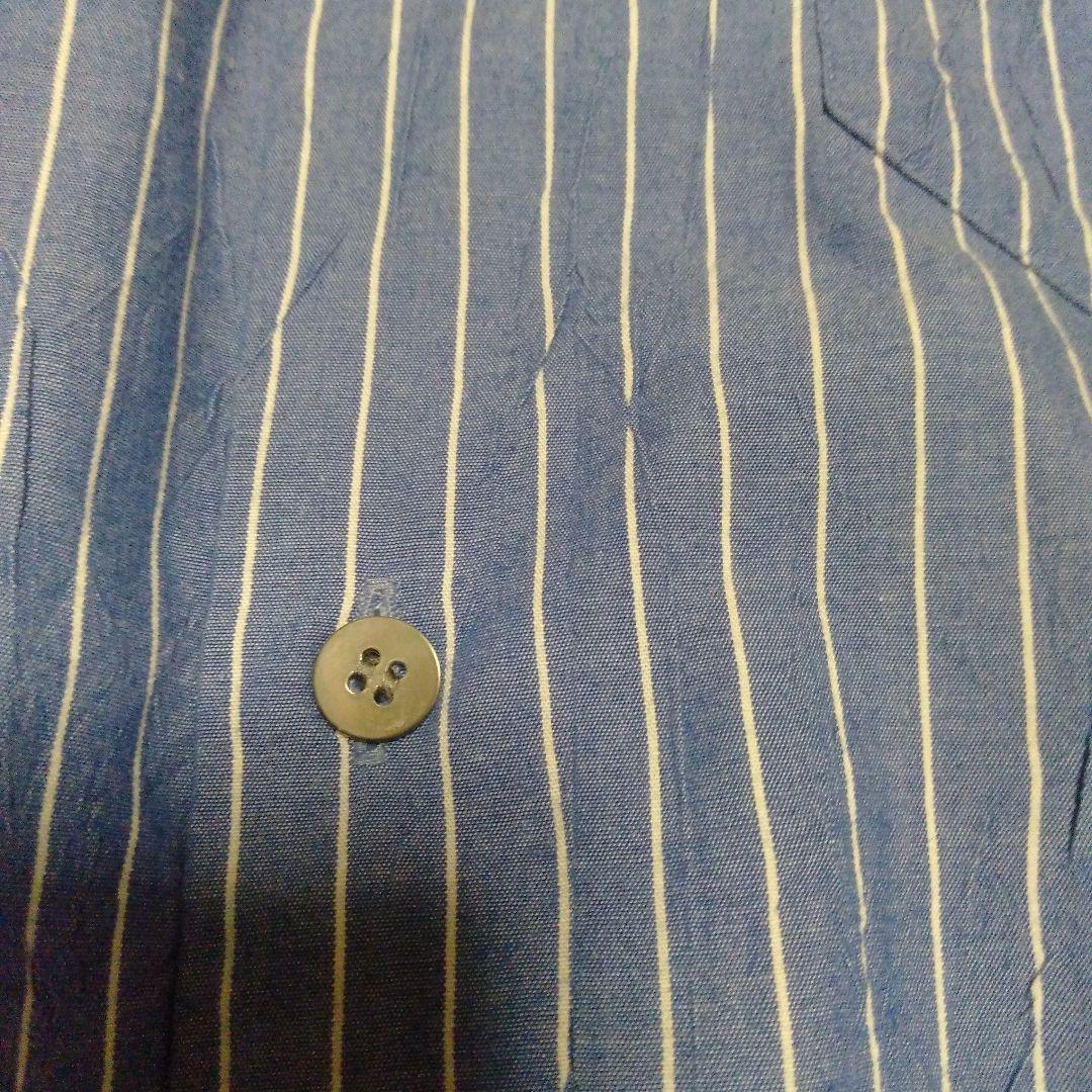 ISSEY MIYAKE MEN イッセイ長袖シャツ皺加工青白ストライプサイズ2