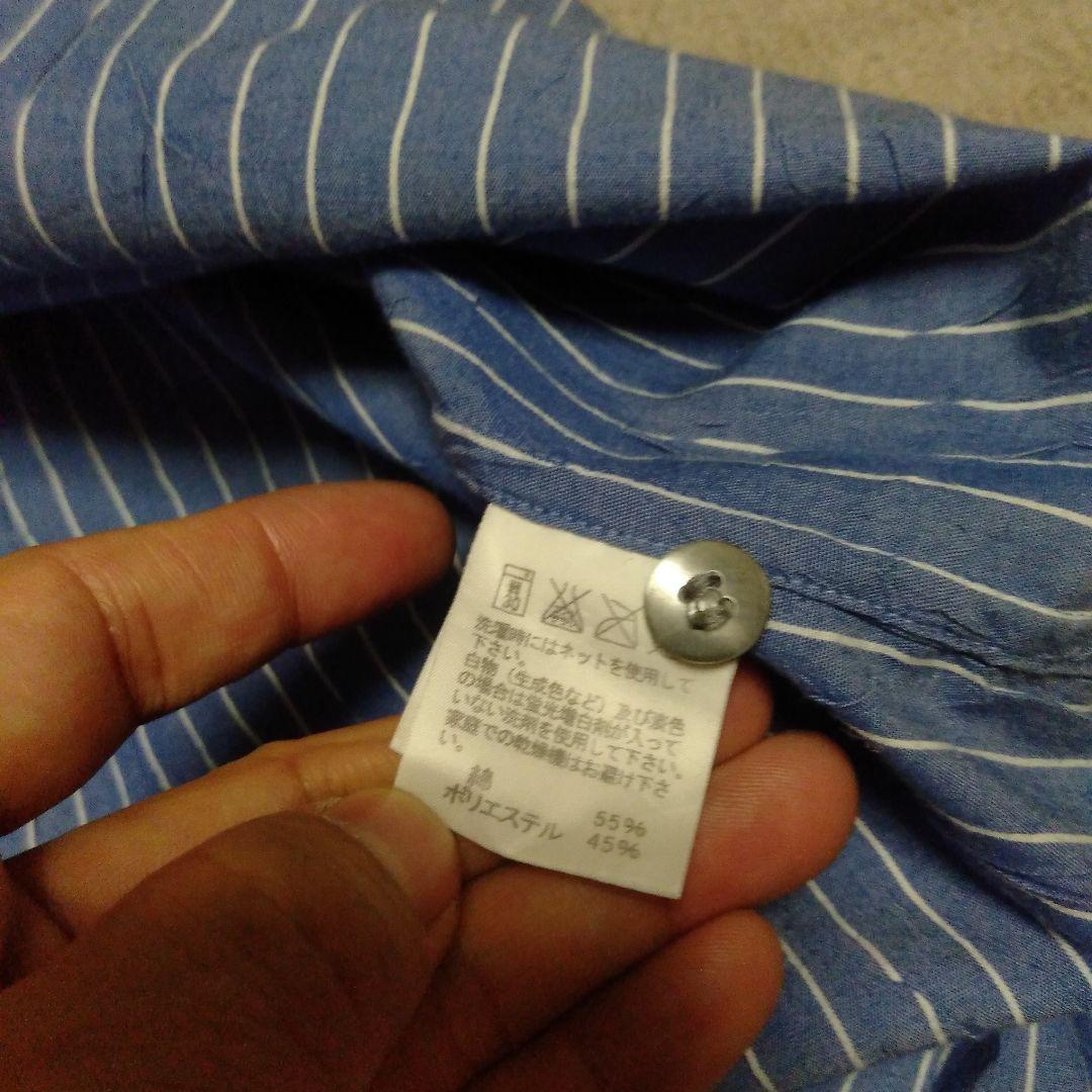 ISSEY MIYAKE MEN イッセイ長袖シャツ皺加工青白ストライプサイズ2