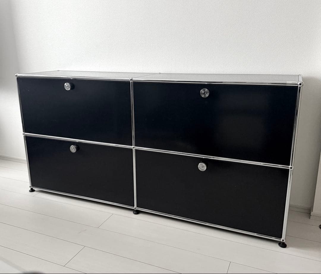 USMハラー キャビネット 正規品 鍵付き ブラック サイドボード リビング収納