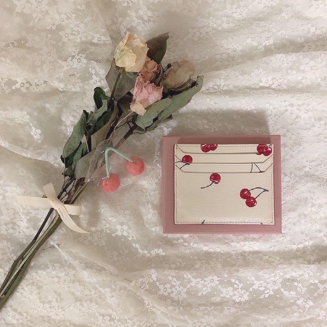 miumiu プリント入り マドラスレザー カードケース