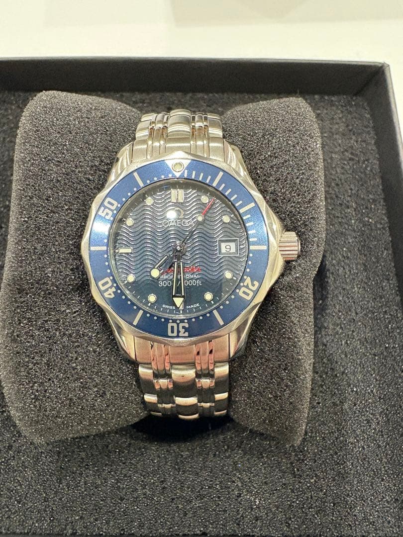 オメガ シーマスター300M 美品クォーツ28mm 2224.80 SS ブルー