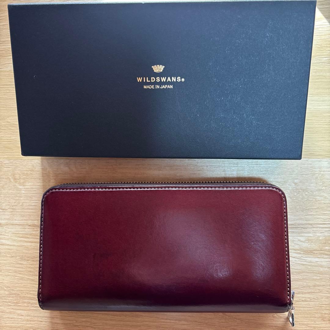 WILDSWANS kf-001バーガンディ サドルプルアップレザー 長財布